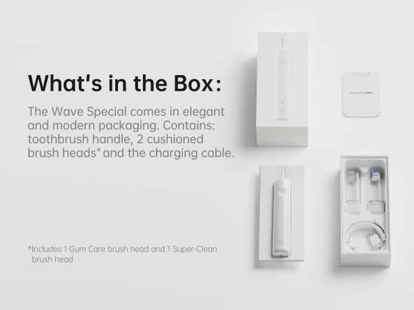 Laifen Wave Special includes 1 gum care head and a super clean brush head